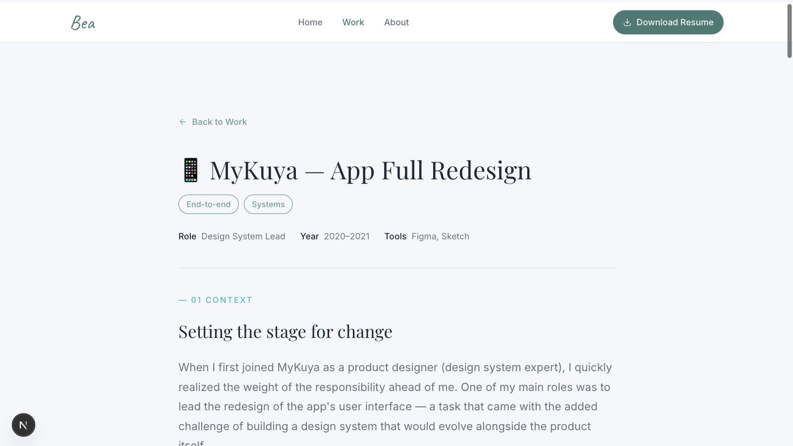 MyKuya case study page rendered from the structured content template