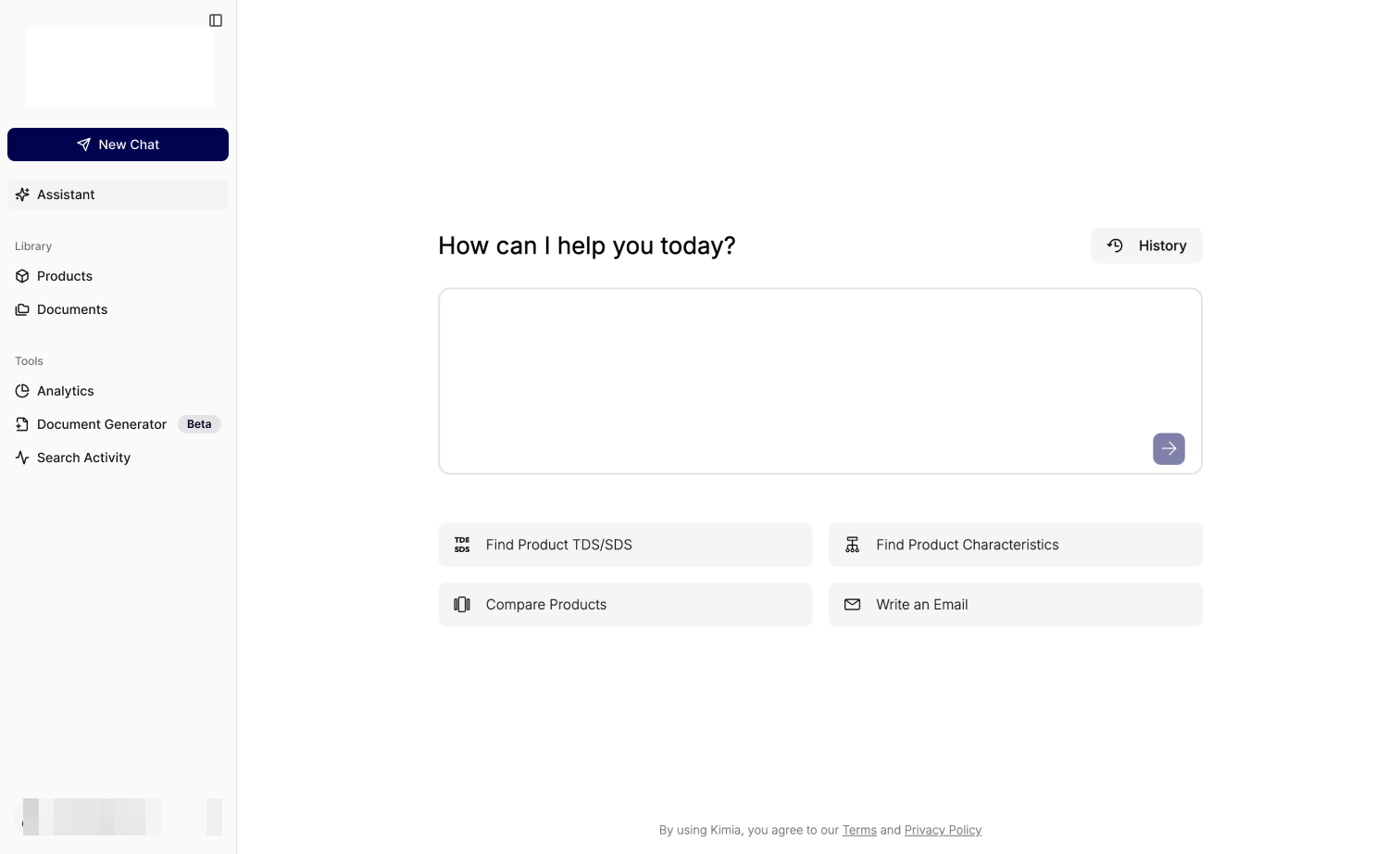 AI assistant home screen with suggested actions