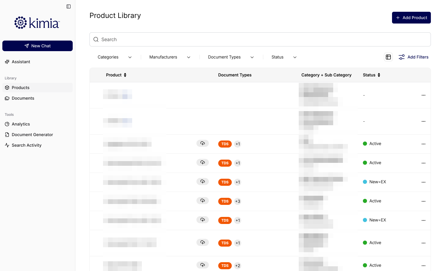 Early discovery-phase mockup of the product library